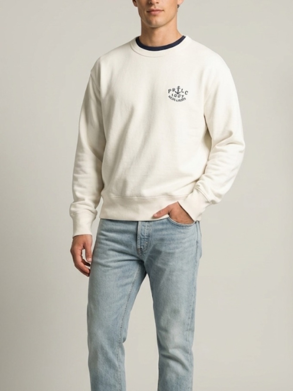 Polo Ralph Lauren White Anchor PRLC 1967 Crewneck Sweatshirt XL